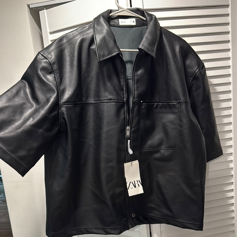 Zara Black Leather Jacket for Men